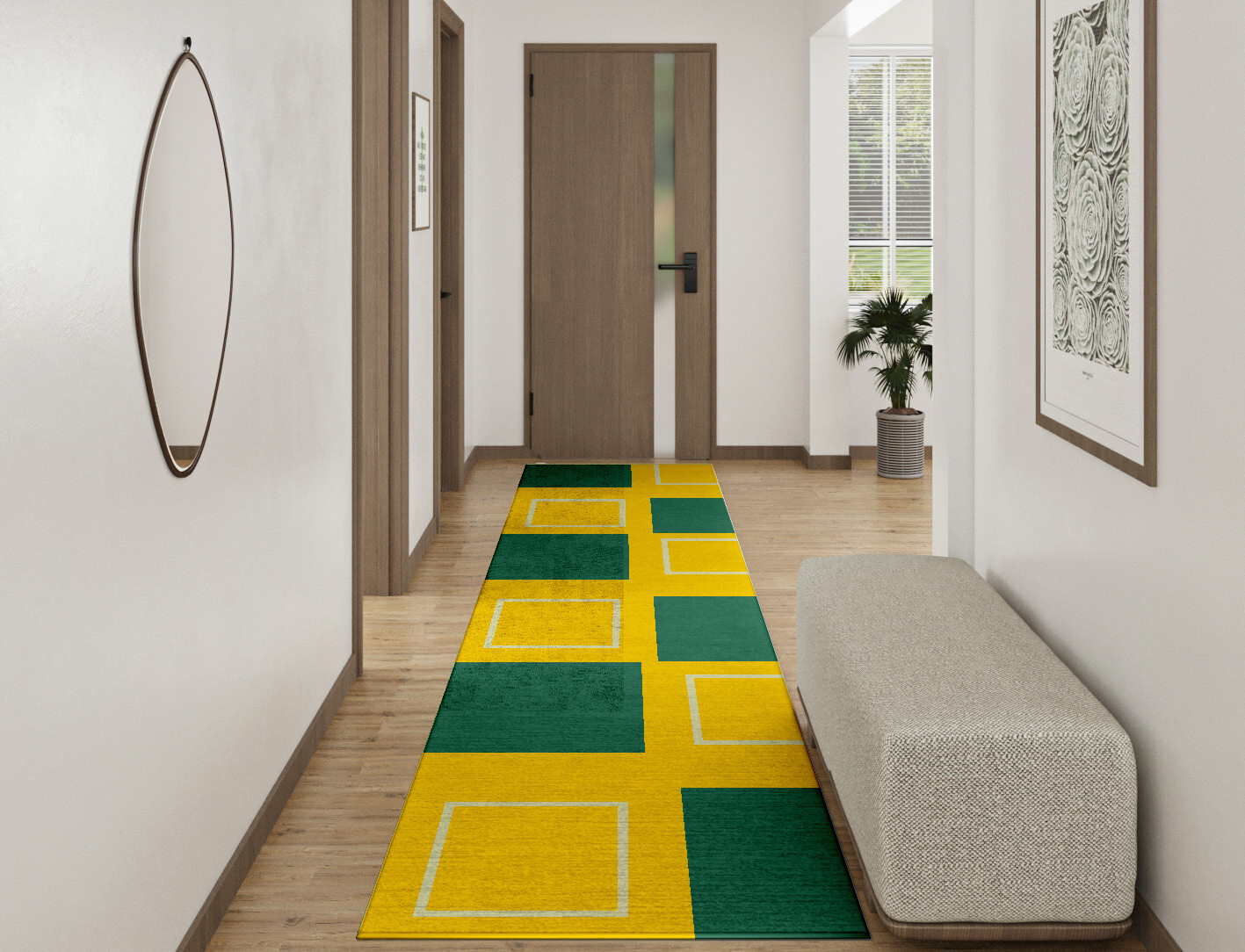 Fascia Geometric Runner Hand Knotted Bamboo Silk Custom Rug by Rug Artisan