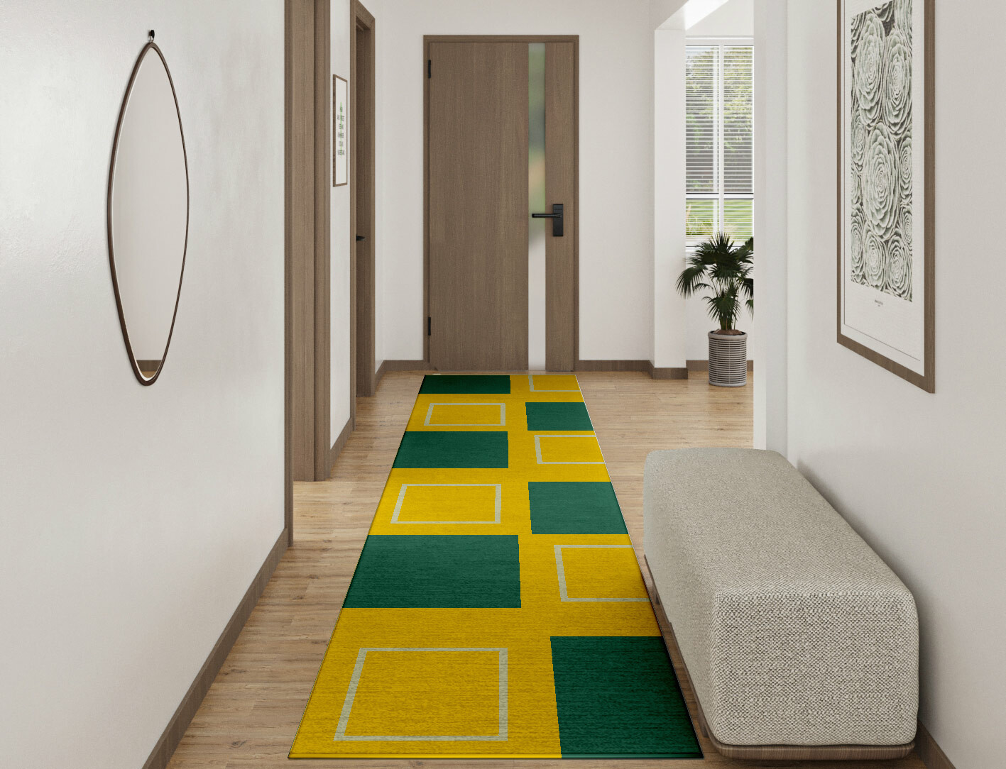 Fascia Geometric Runner Hand Knotted Tibetan Wool Custom Rug by Rug Artisan