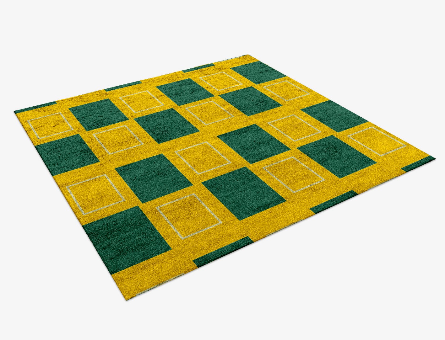 Fascia Geometric Square Hand Knotted Bamboo Silk Custom Rug by Rug Artisan