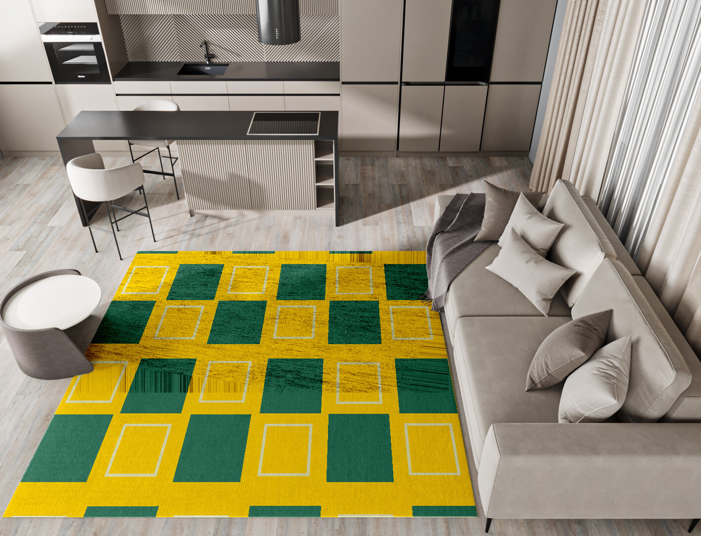 Fascia Geometric Square Hand Knotted Bamboo Silk Custom Rug by Rug Artisan