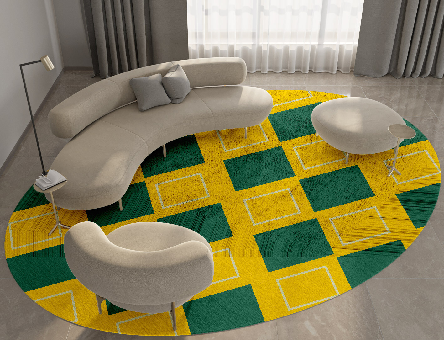 Fascia Geometric Oval Hand Tufted Bamboo Silk Custom Rug by Rug Artisan