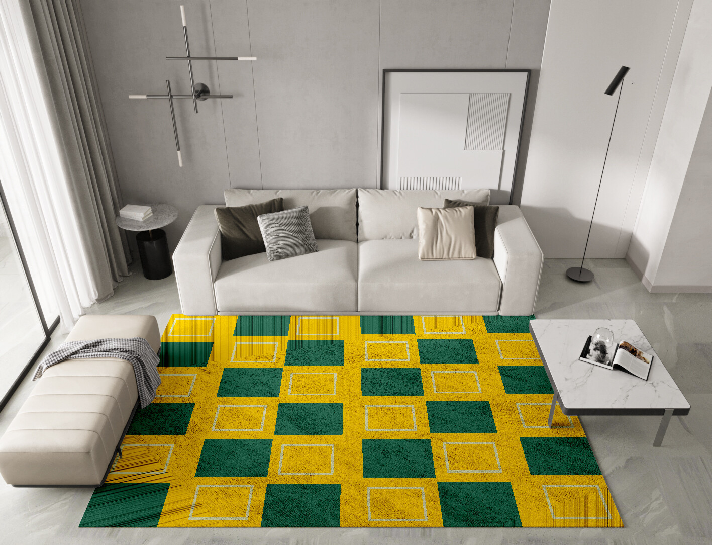 Fascia Geometric Rectangle Hand Tufted Bamboo Silk Custom Rug by Rug Artisan