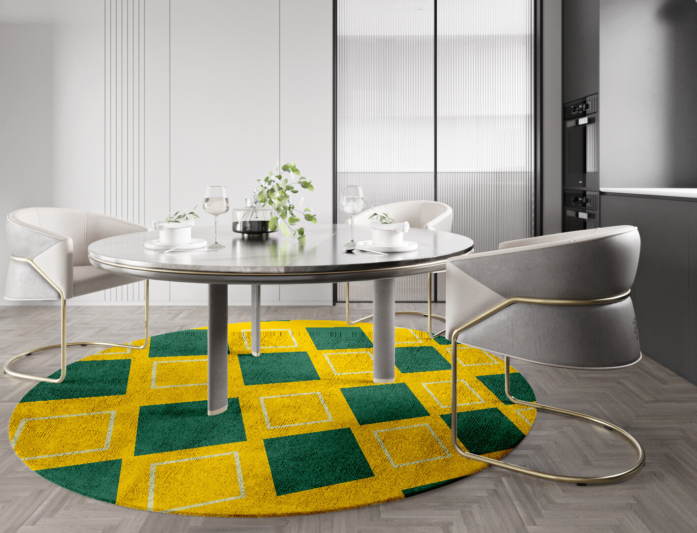 Fascia Geometric Round Hand Tufted Bamboo Silk Custom Rug by Rug Artisan