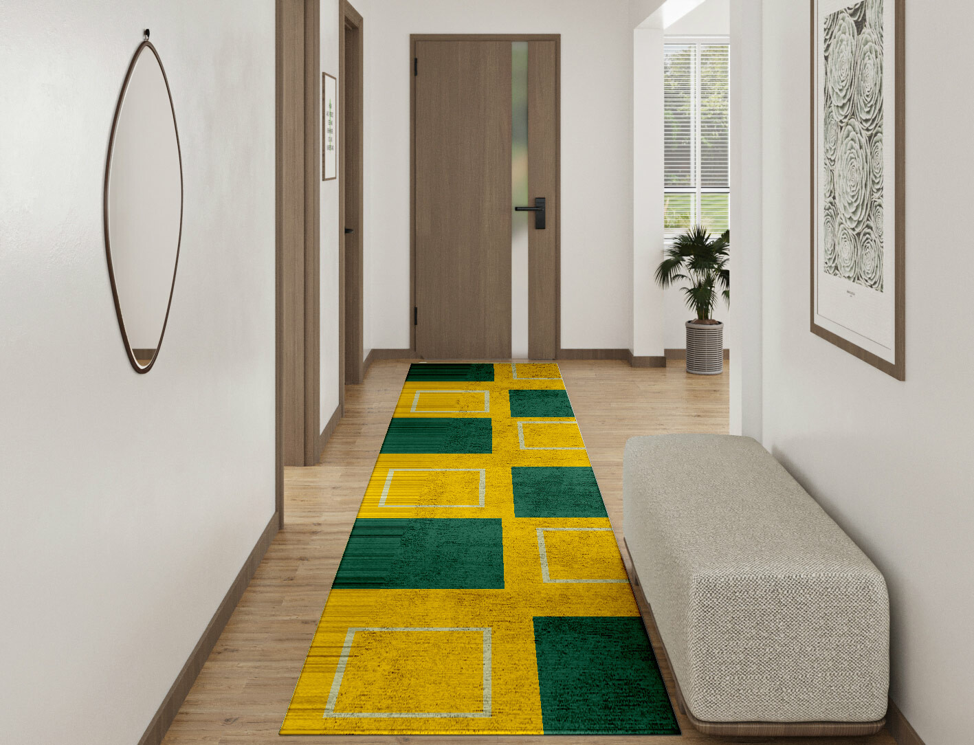 Fascia Geometric Runner Hand Tufted Bamboo Silk Custom Rug by Rug Artisan