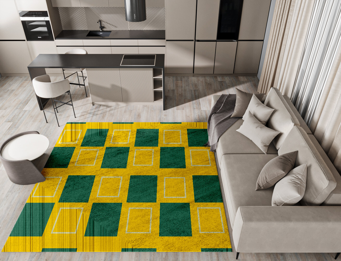 Fascia Geometric Square Hand Tufted Bamboo Silk Custom Rug by Rug Artisan