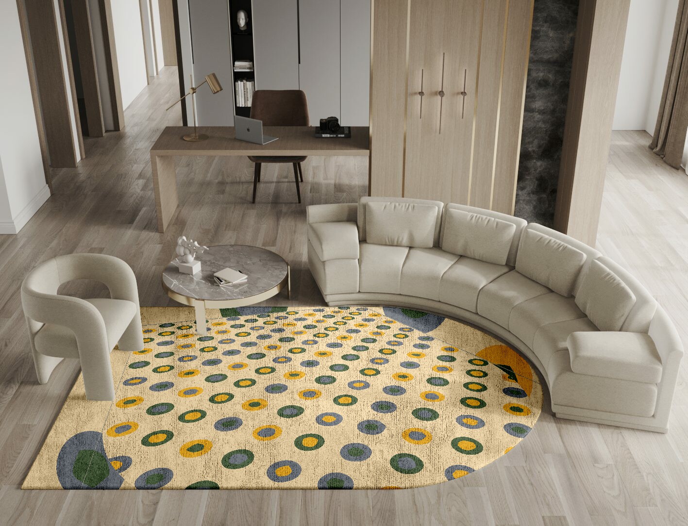 Fay Geometric Arch Hand Knotted Bamboo Silk Custom Rug by Rug Artisan