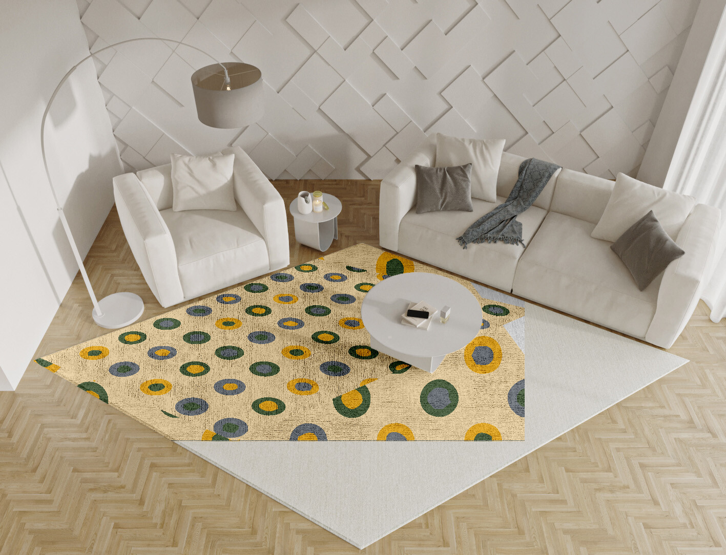 Fay Geometric Diamond Hand Knotted Bamboo Silk Custom Rug by Rug Artisan