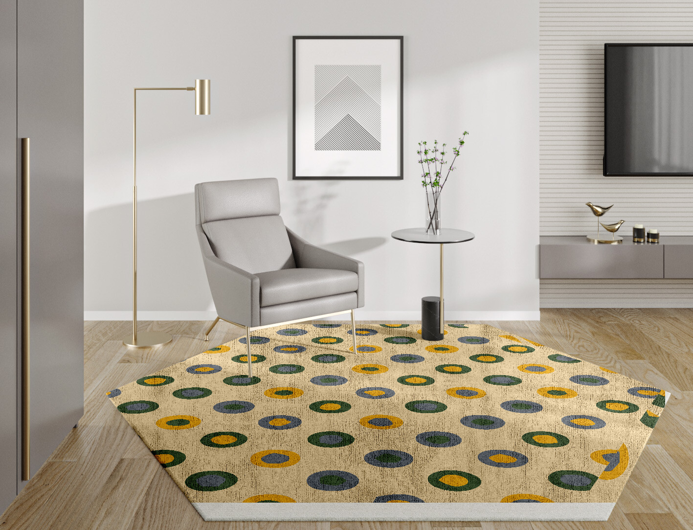 Fay Geometric Hexagon Hand Knotted Bamboo Silk Custom Rug by Rug Artisan