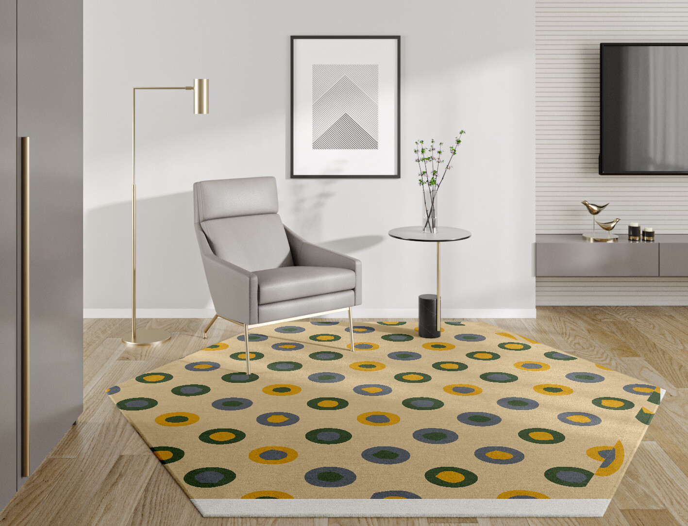 Fay Geometric Hexagon Hand Knotted Tibetan Wool Custom Rug by Rug Artisan
