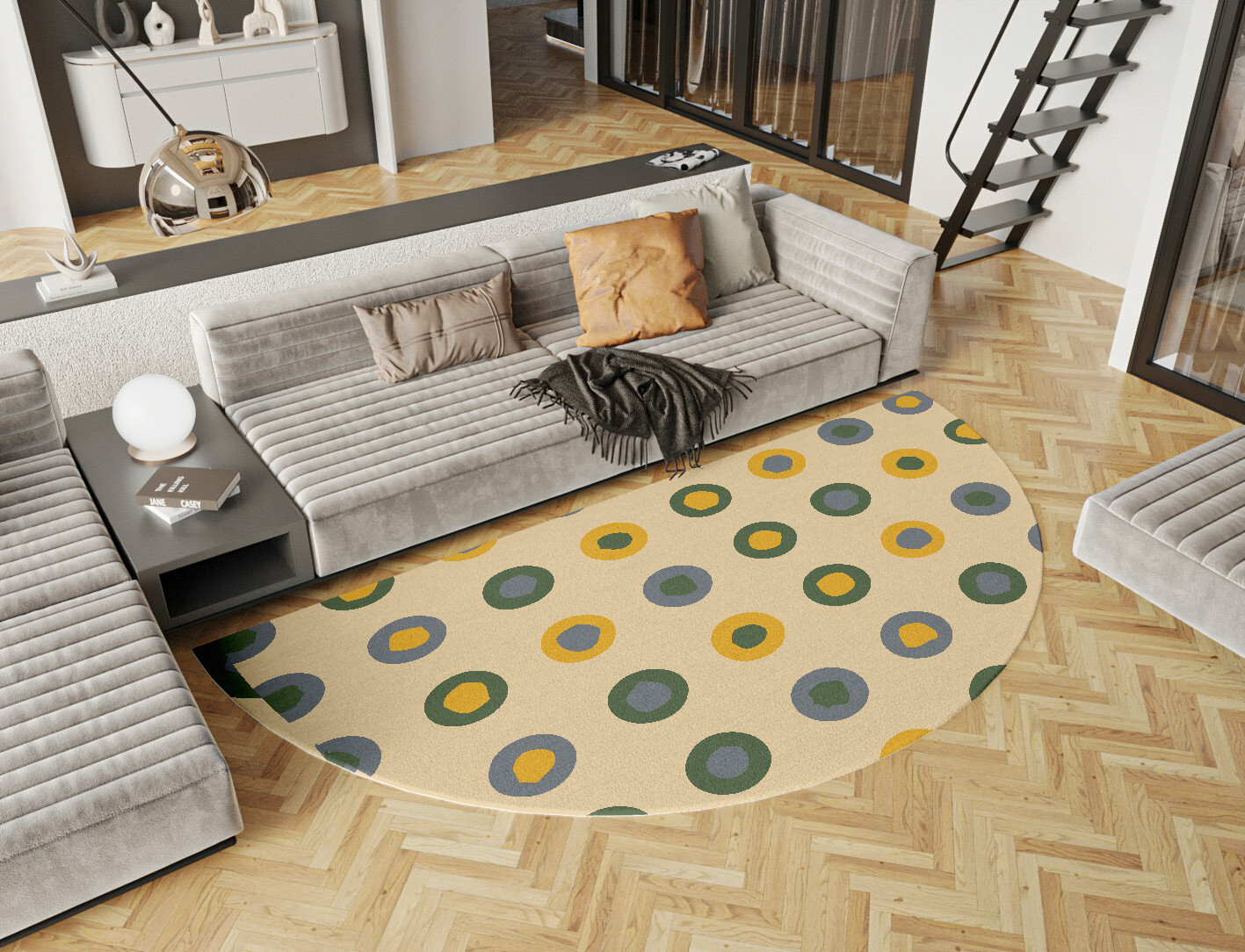 Fay Geometric Halfmoon Hand Tufted Pure Wool Custom Rug by Rug Artisan