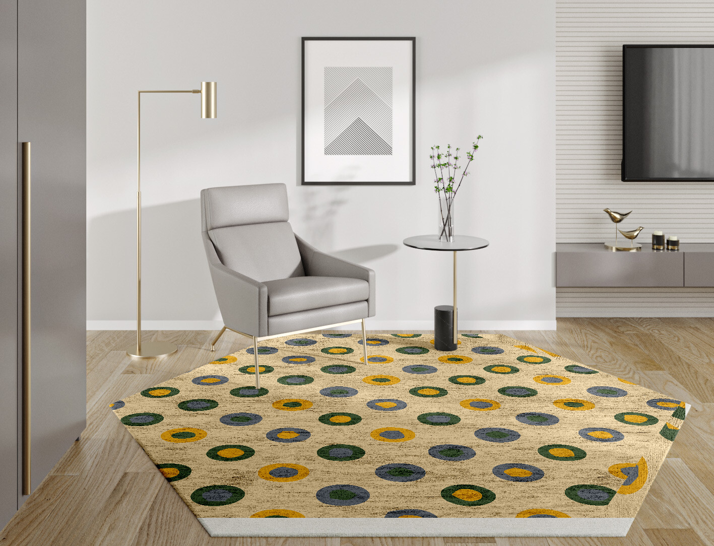 Fay Geometric Hexagon Hand Tufted Bamboo Silk Custom Rug by Rug Artisan
