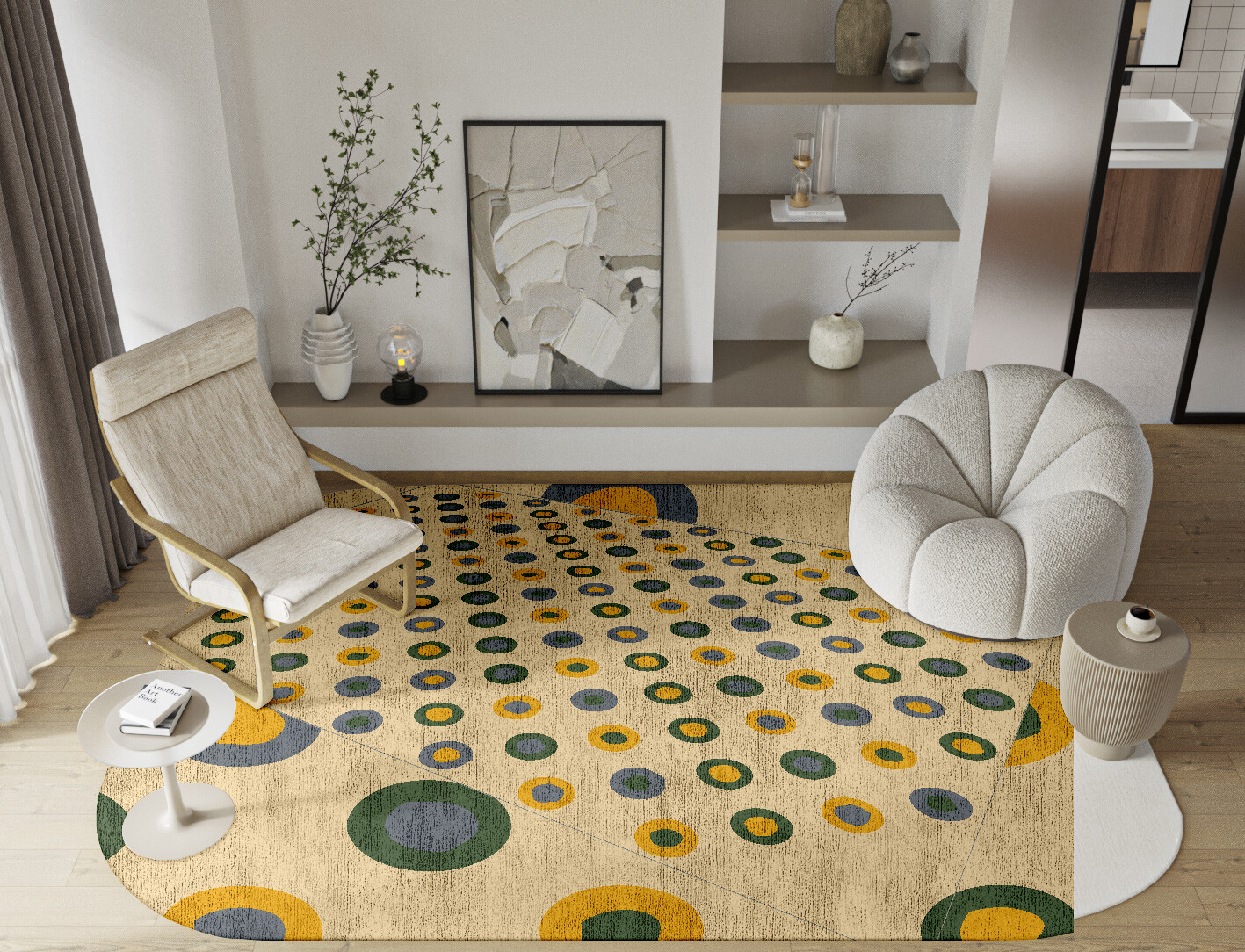 Fay Geometric Oblong Hand Tufted Bamboo Silk Custom Rug by Rug Artisan