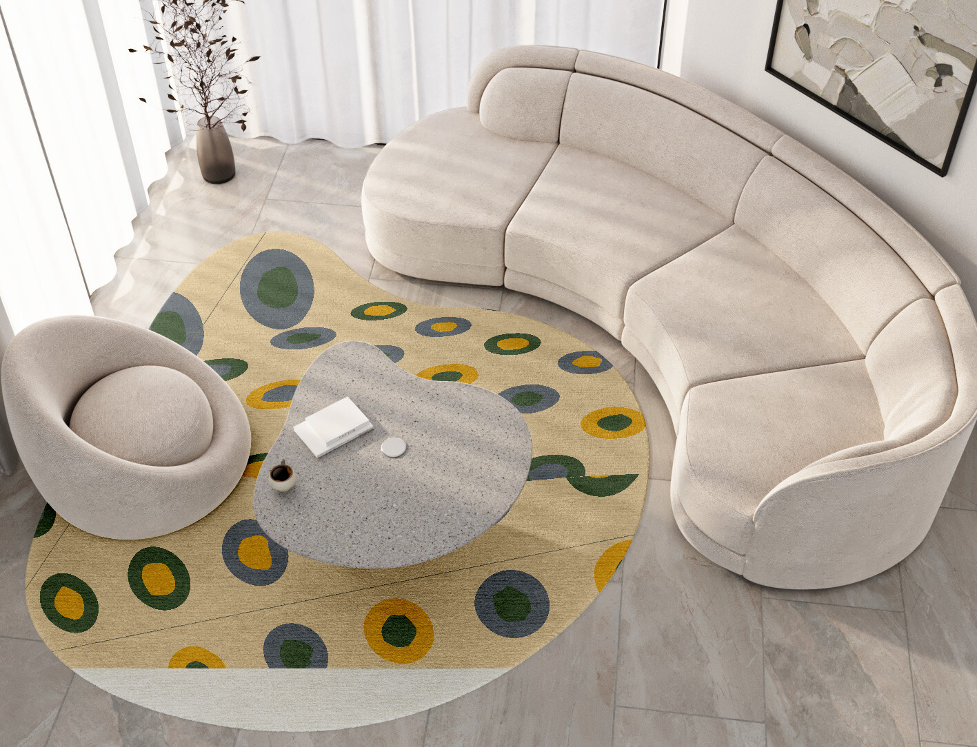Fay Geometric Splash Hand Tufted Pure Wool Custom Rug by Rug Artisan