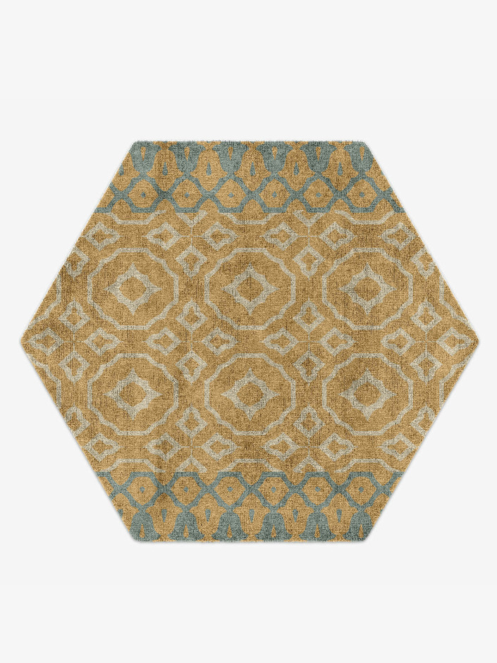 Felix Blue Royal Hexagon Hand Knotted Bamboo Silk Custom Rug by Rug Artisan