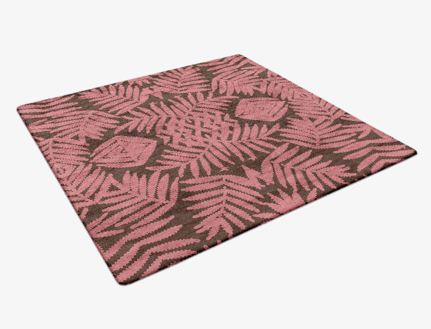 Fern Floral Square Hand Tufted Bamboo Silk Custom Rug by Rug Artisan
