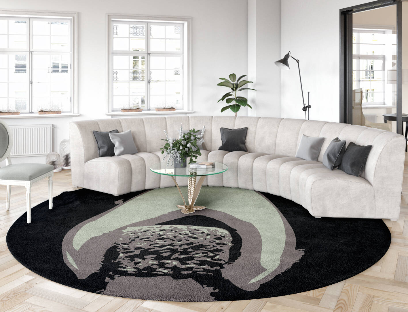 Feu Abstract Round Hand Tufted Pure Wool Custom Rug by Rug Artisan