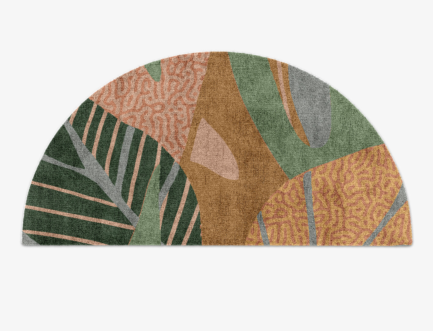 Ficus Field of Flowers Halfmoon Hand Knotted Bamboo Silk Custom Rug by Rug Artisan