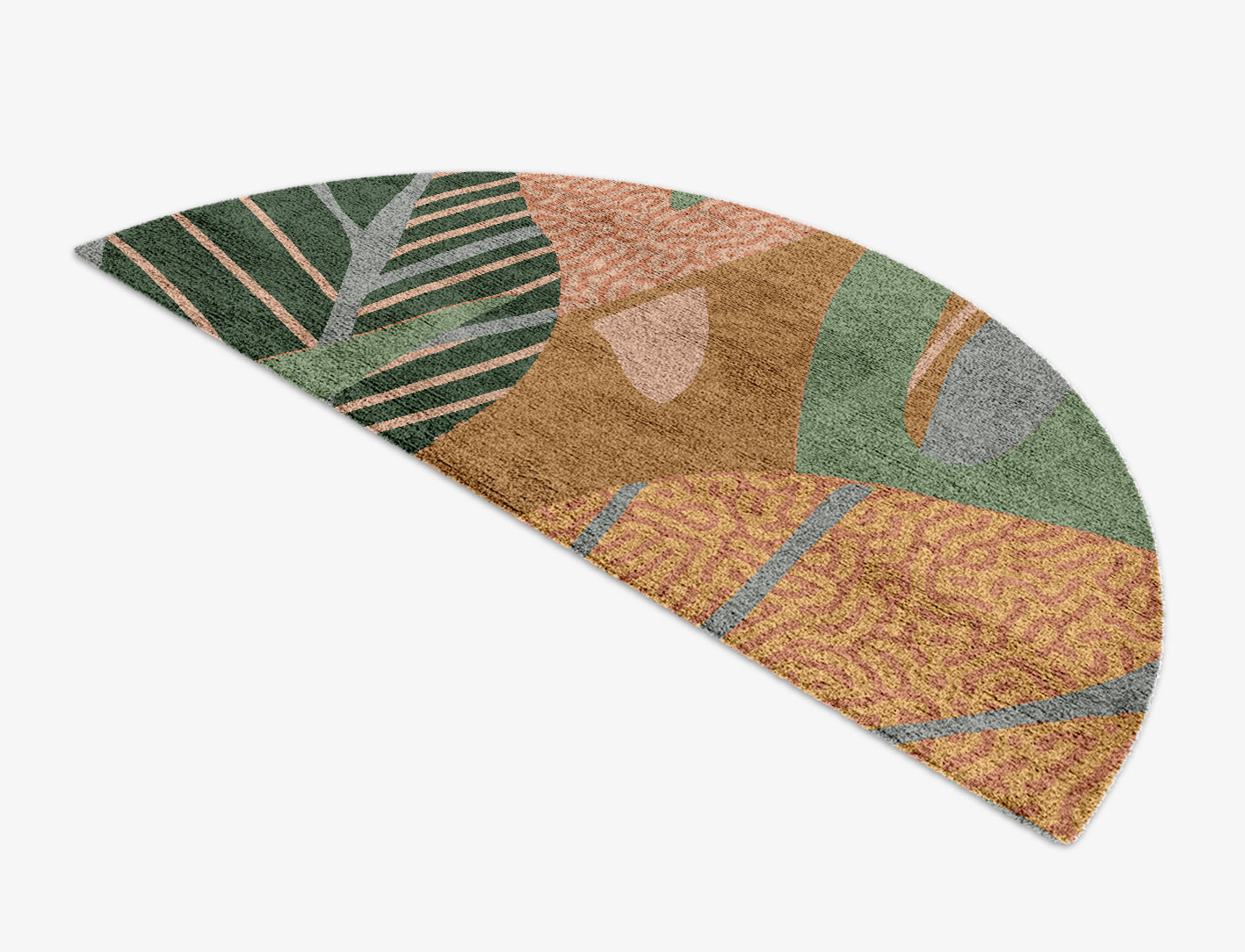 Ficus Field of Flowers Halfmoon Hand Knotted Bamboo Silk Custom Rug by Rug Artisan