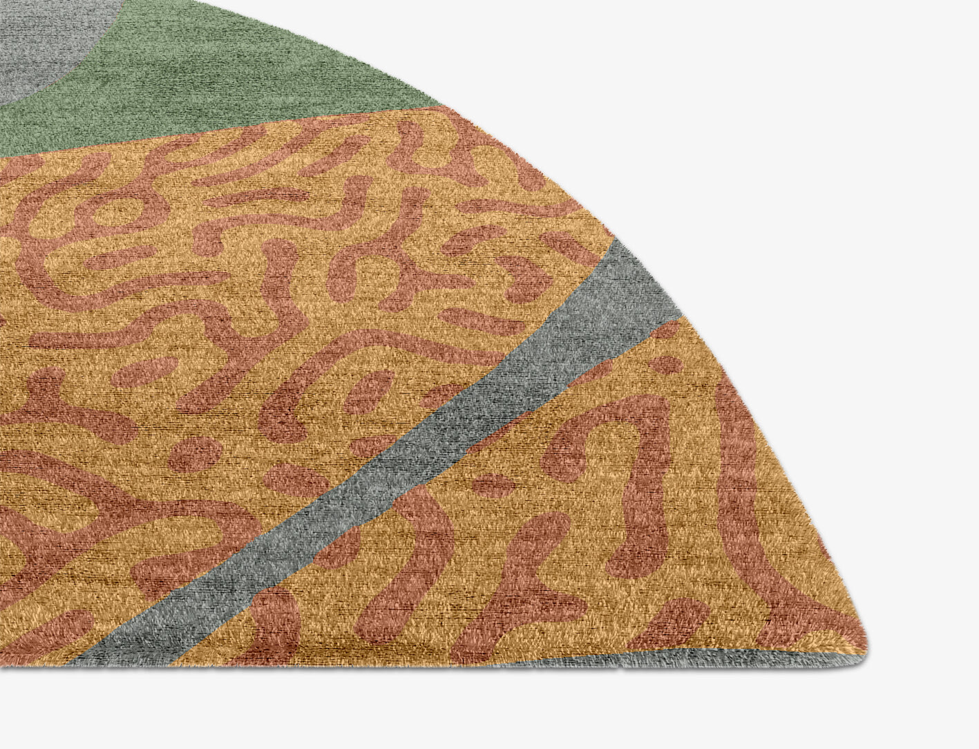 Ficus Field of Flowers Halfmoon Hand Knotted Bamboo Silk Custom Rug by Rug Artisan