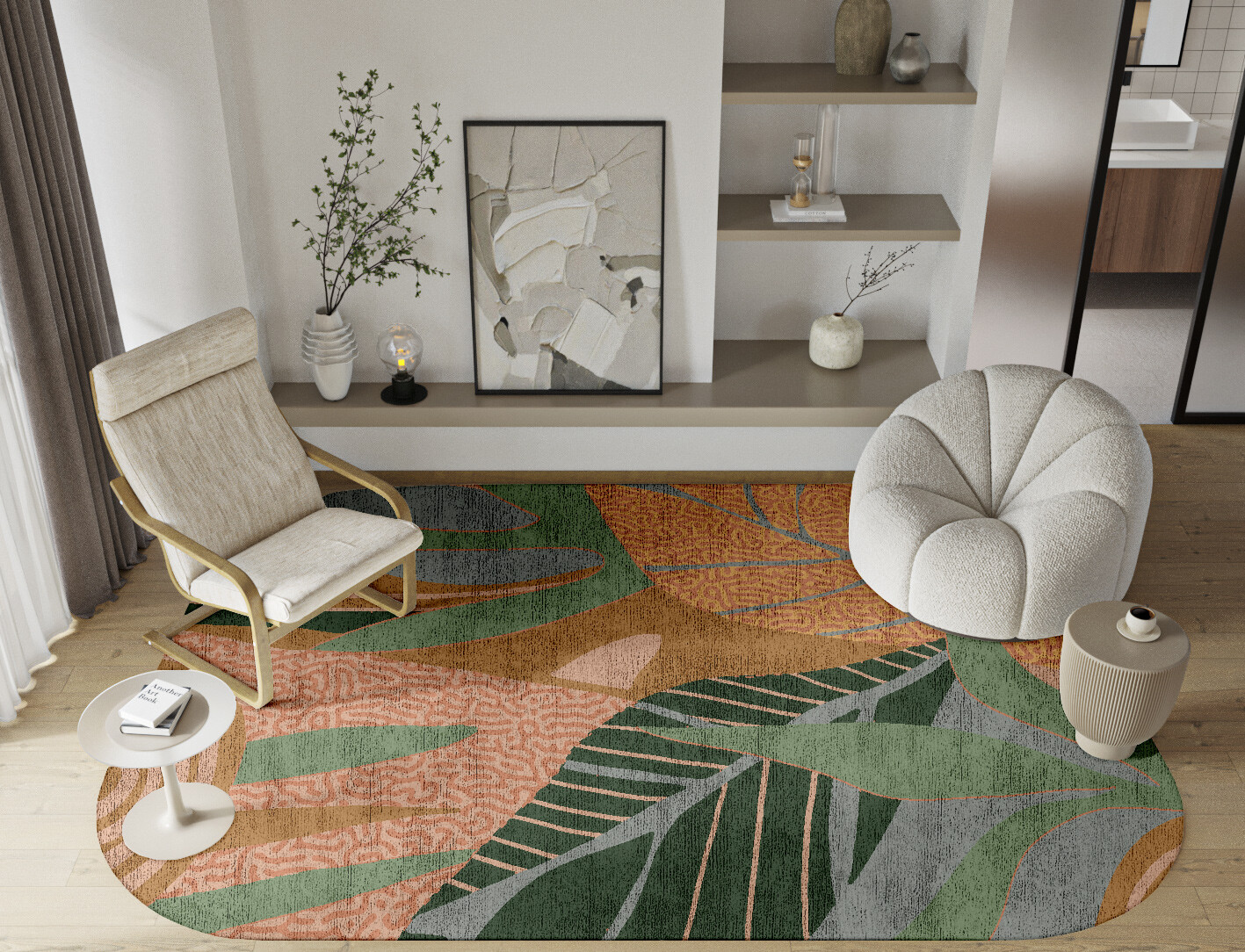 Ficus Field of Flowers Oblong Hand Knotted Bamboo Silk Custom Rug by Rug Artisan