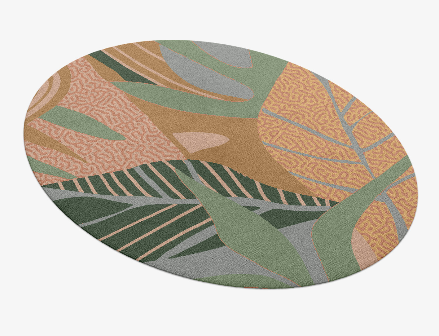 Ficus Field of Flowers Oval Hand Knotted Tibetan Wool Custom Rug by Rug Artisan