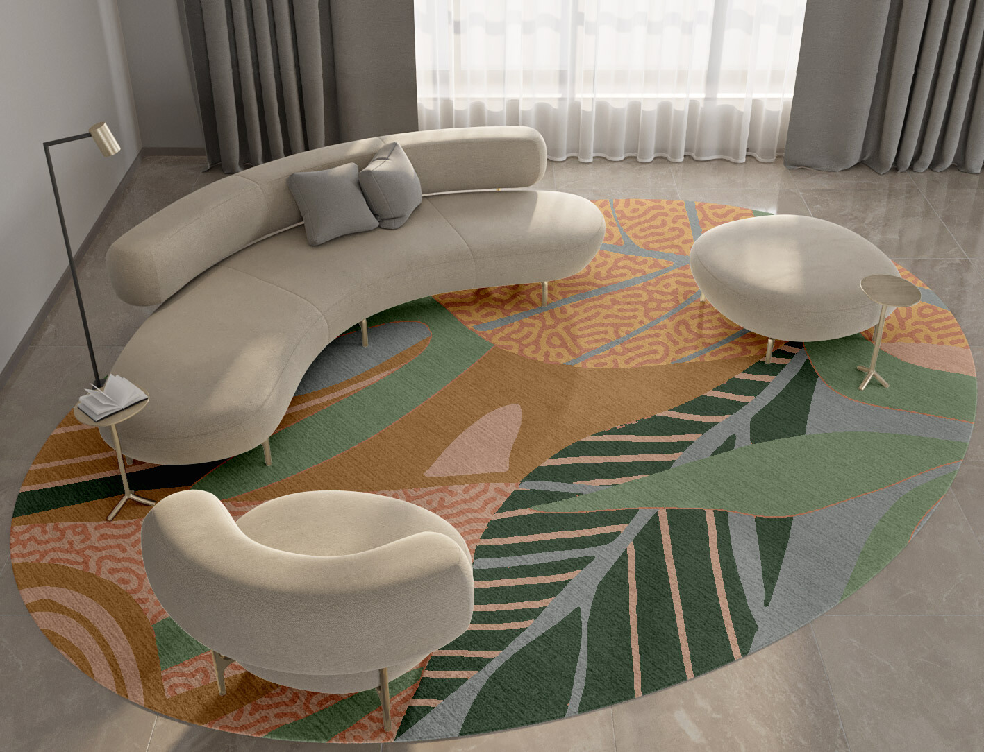 Ficus Field of Flowers Oval Hand Knotted Tibetan Wool Custom Rug by Rug Artisan