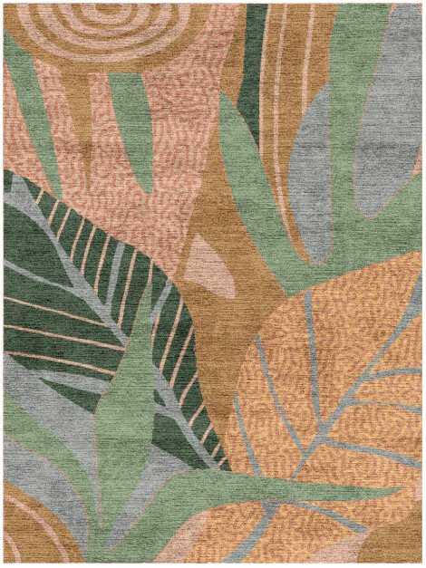 Ficus Field of Flowers Rectangle Hand Knotted Bamboo Silk Custom Rug by Rug Artisan