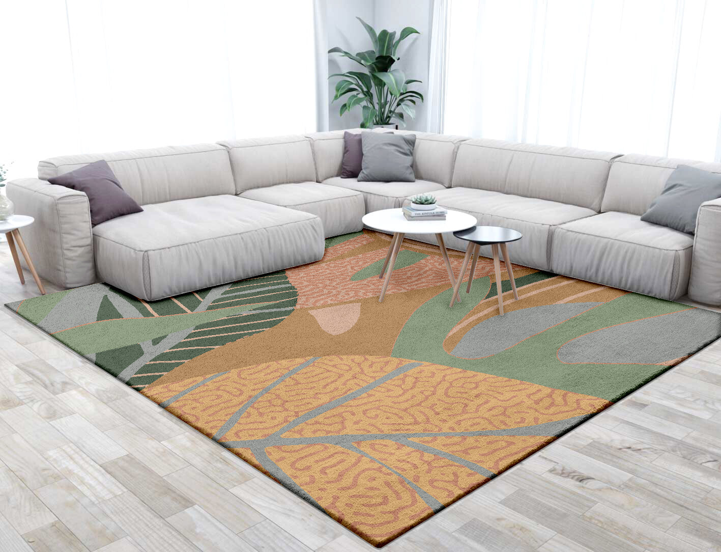 Ficus Field of Flowers Square Hand Tufted Pure Wool Custom Rug by Rug Artisan