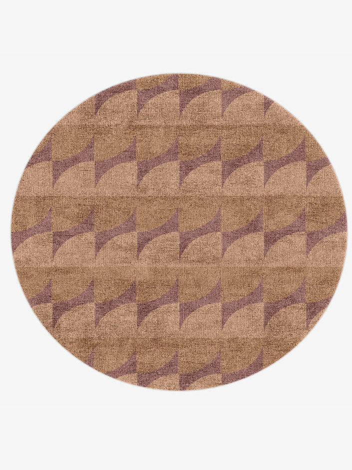 Fiddle Geometric Round Hand Knotted Bamboo Silk Custom Rug by Rug Artisan