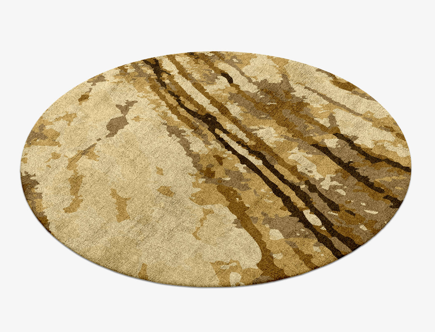 Fields Surface Art Round Hand Knotted Bamboo Silk Custom Rug by Rug Artisan
