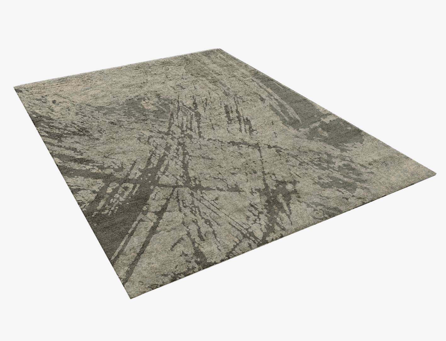Fine Lines Brush Strokes Rectangle Hand Knotted Bamboo Silk Custom Rug by Rug Artisan