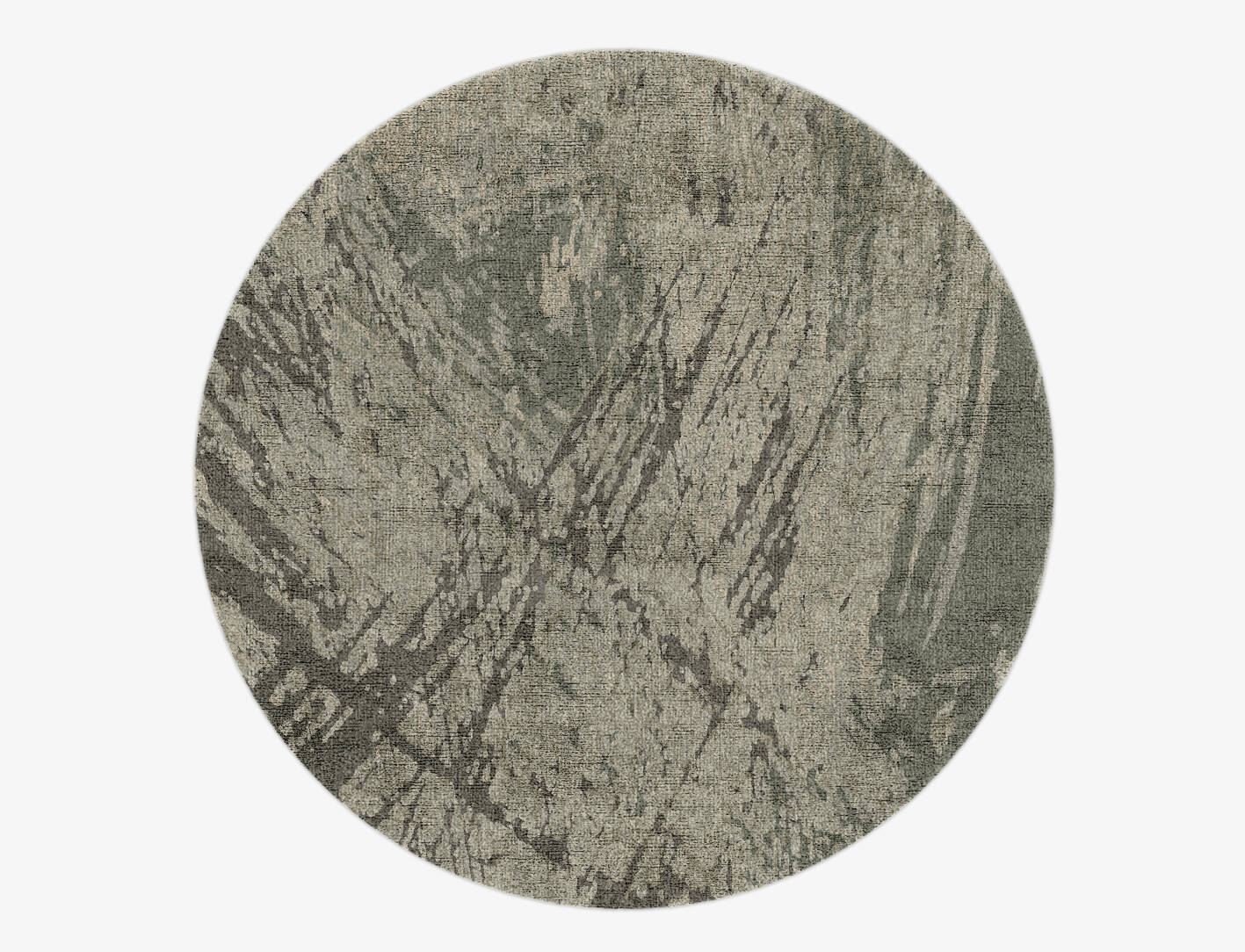 Fine Lines Brush Strokes Round Hand Knotted Bamboo Silk Custom Rug by Rug Artisan