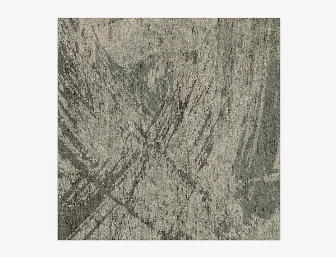 Fine Lines Brush Strokes Square Hand Knotted Bamboo Silk Custom Rug by Rug Artisan