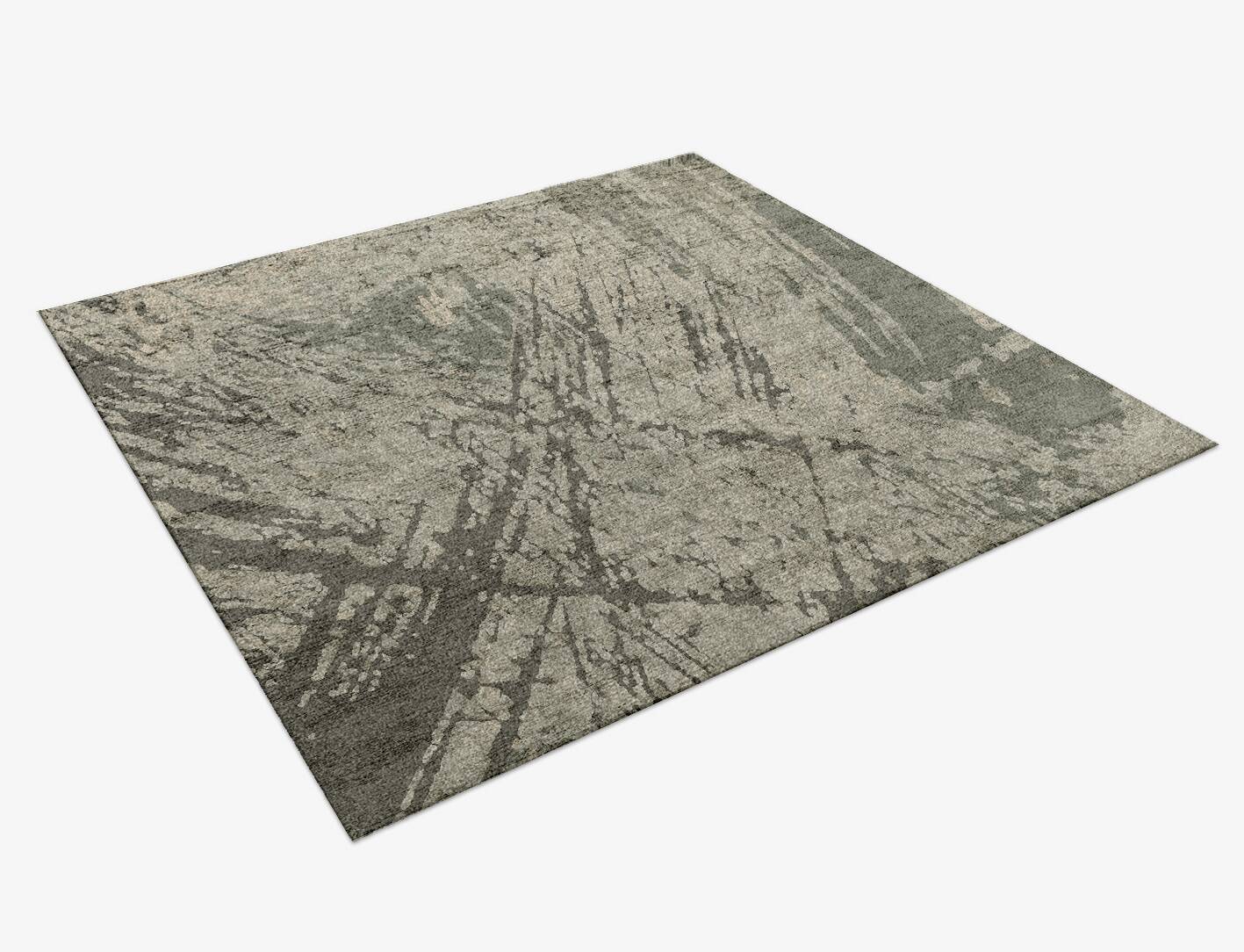 Fine Lines Brush Strokes Square Hand Knotted Bamboo Silk Custom Rug by Rug Artisan