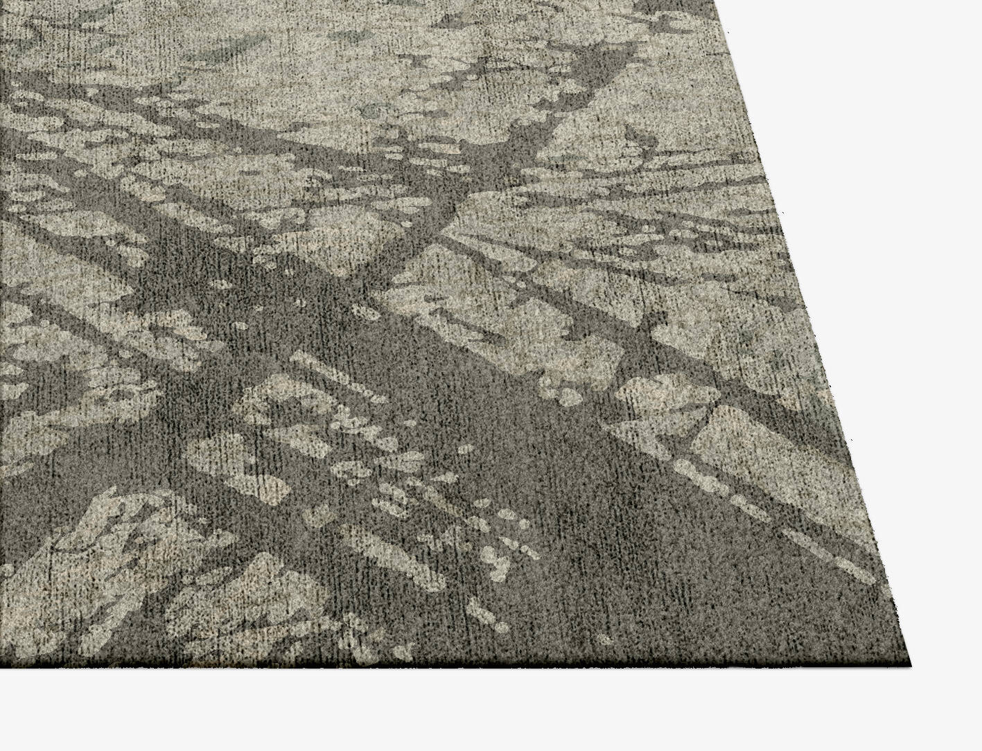 Fine Lines Brush Strokes Square Hand Knotted Bamboo Silk Custom Rug by Rug Artisan