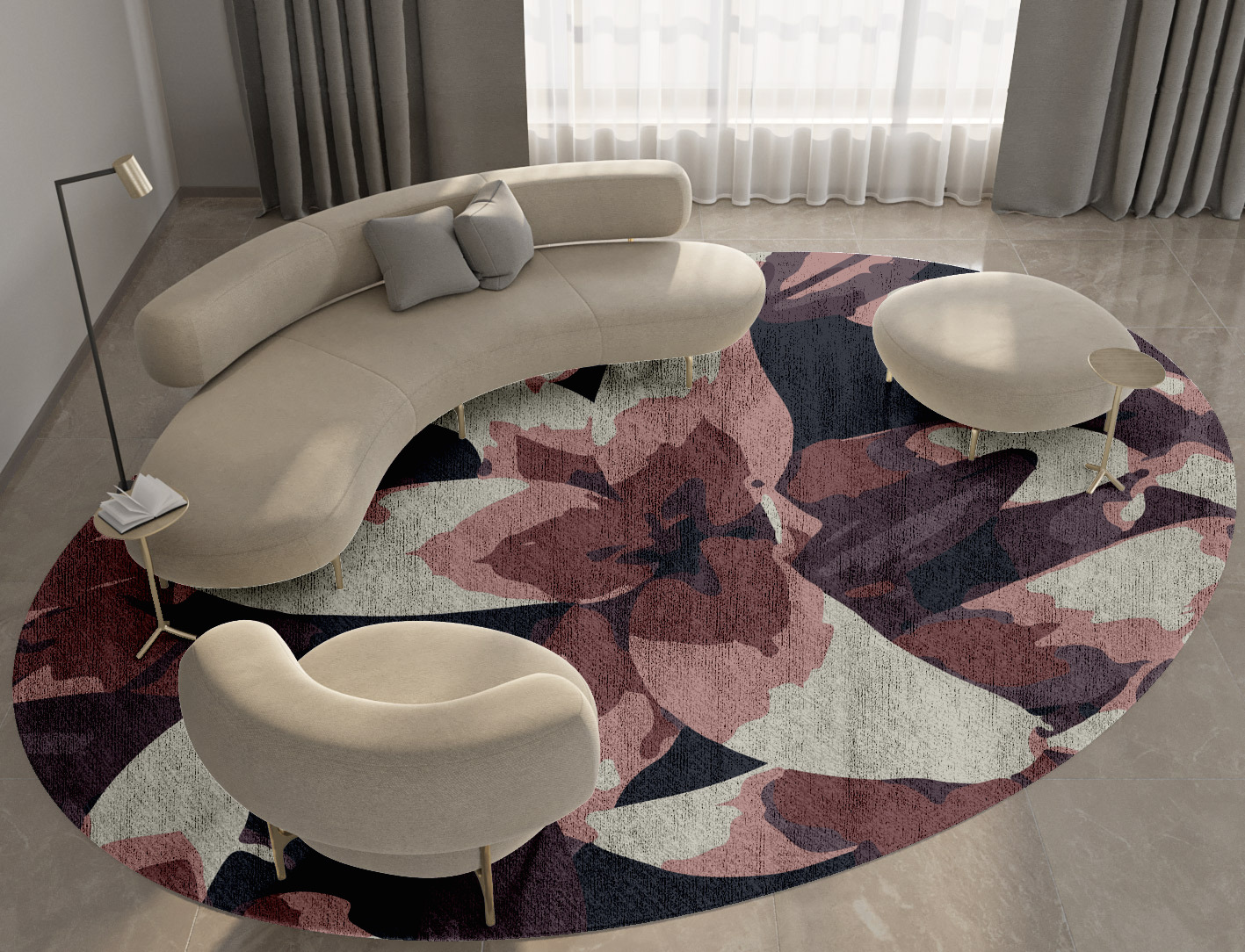 Fiorella Floral Oval Hand Knotted Bamboo Silk Custom Rug by Rug Artisan