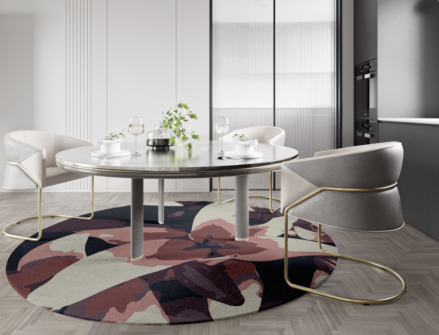 Fiorella Floral Round Hand Knotted Tibetan Wool Custom Rug by Rug Artisan