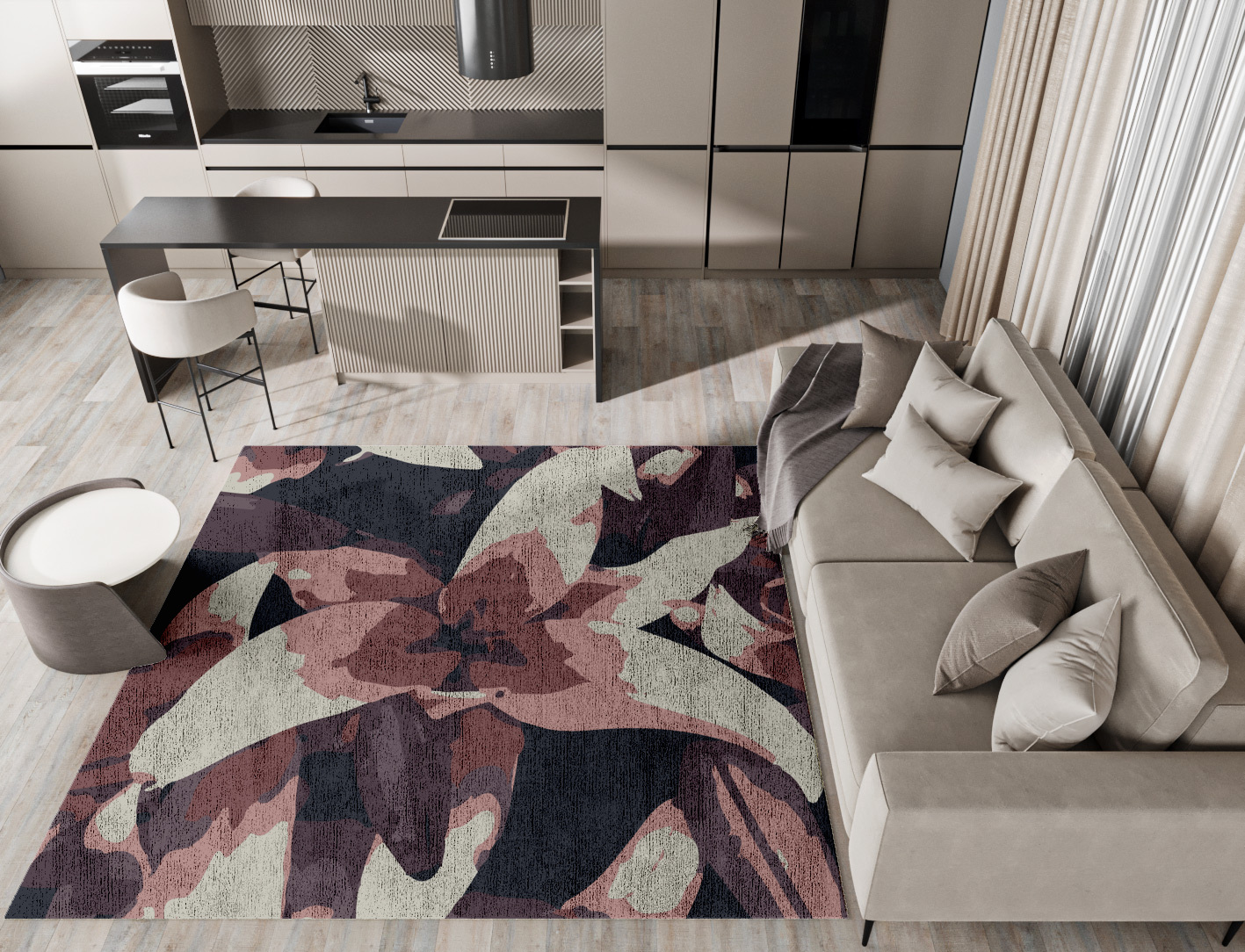 Fiorella Floral Square Hand Knotted Bamboo Silk Custom Rug by Rug Artisan
