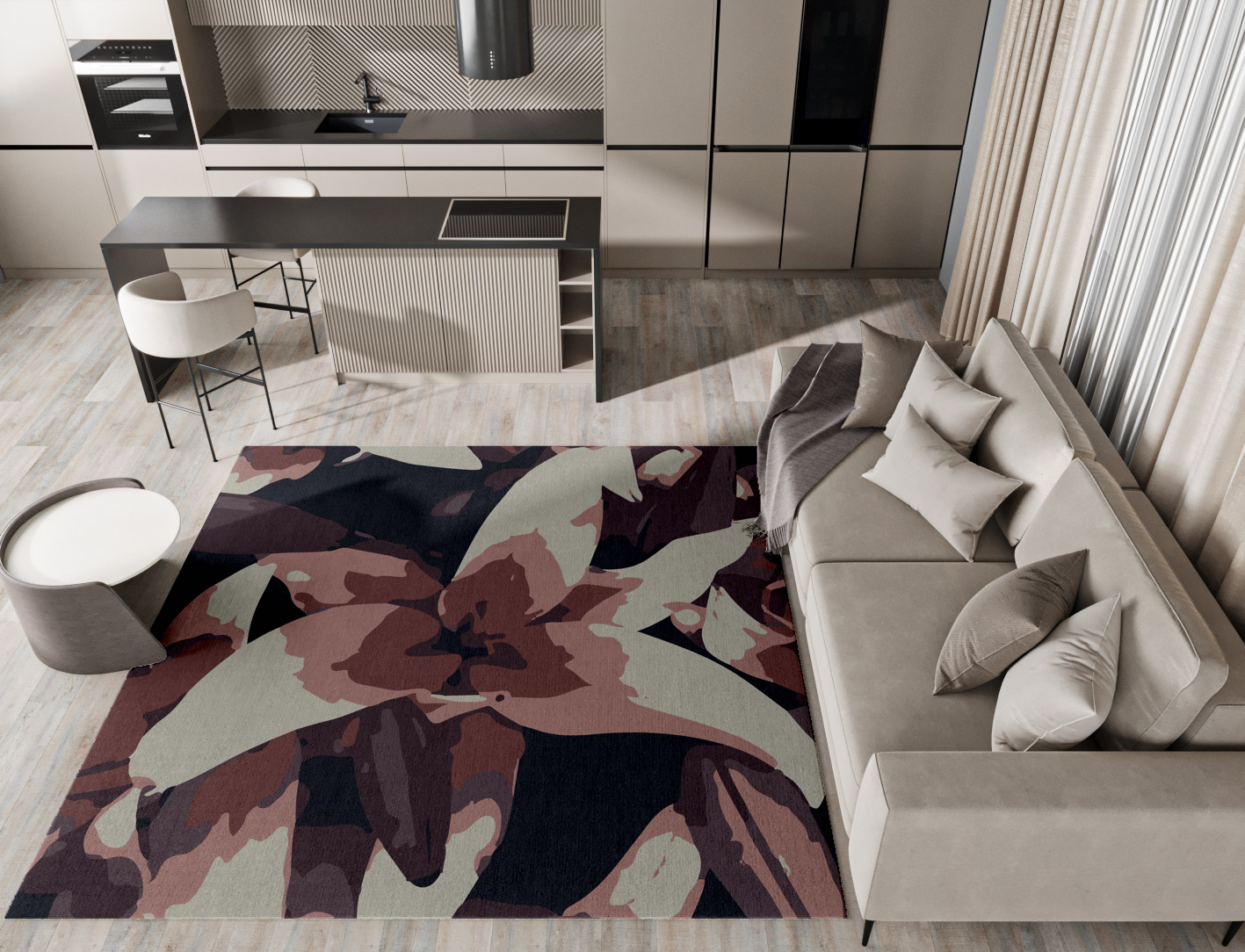 Fiorella Floral Square Hand Tufted Pure Wool Custom Rug by Rug Artisan