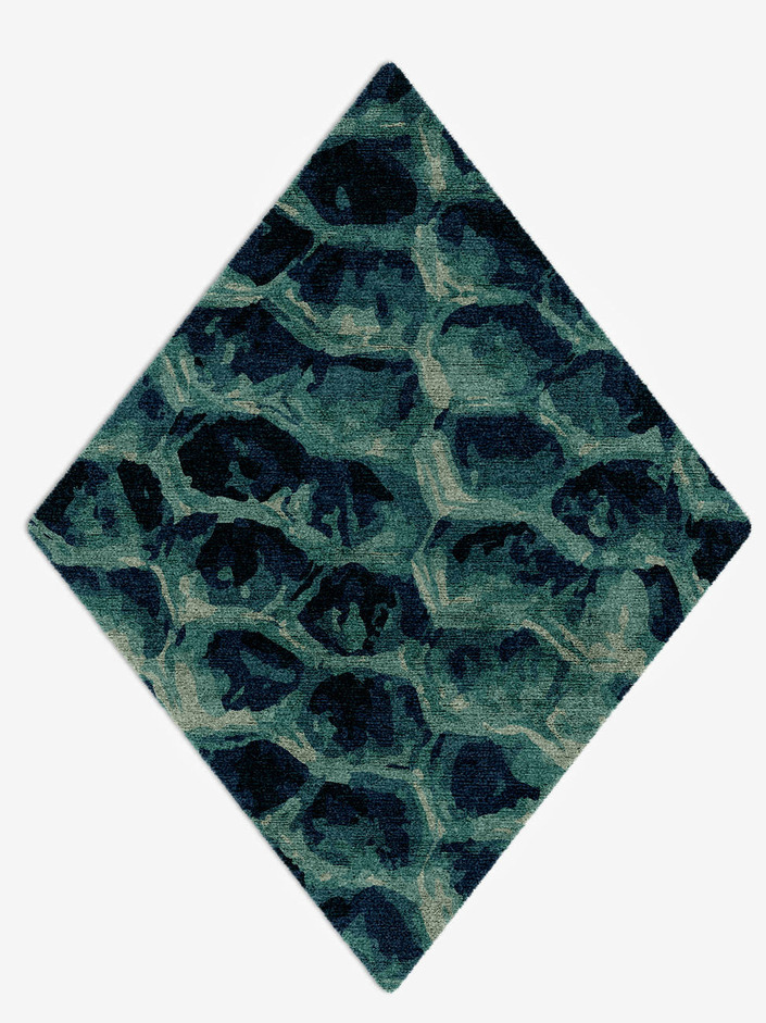 Fish Scales Animal Prints Diamond Hand Knotted Bamboo Silk Custom Rug by Rug Artisan