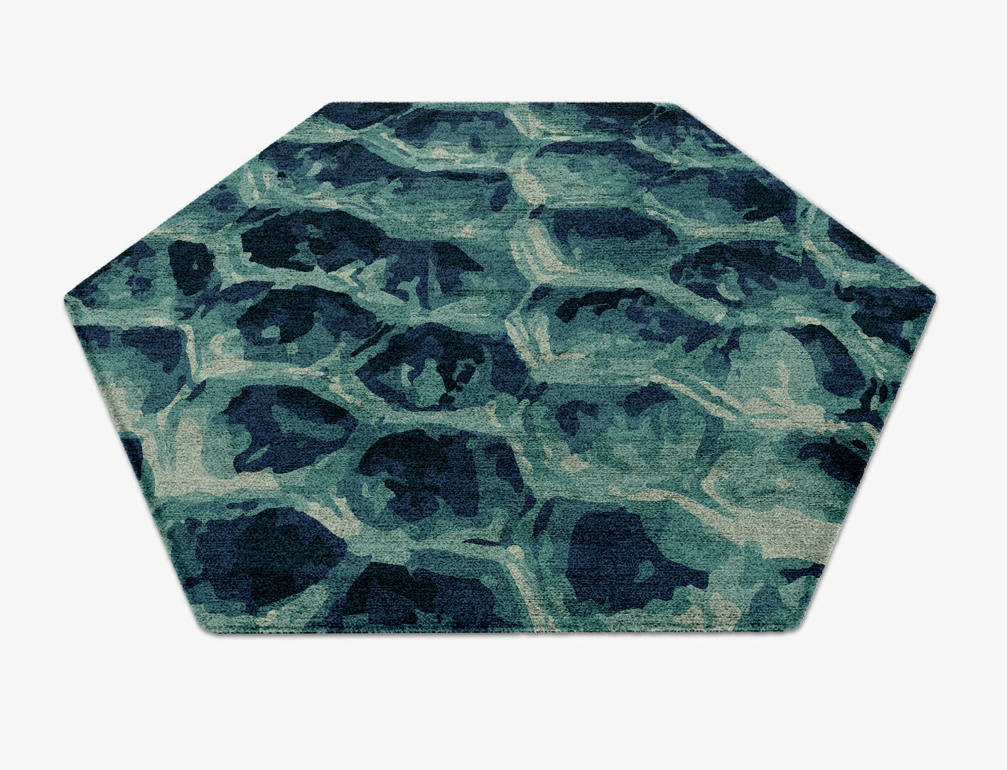 Fish Scales Animal Prints Hexagon Hand Knotted Bamboo Silk Custom Rug by Rug Artisan