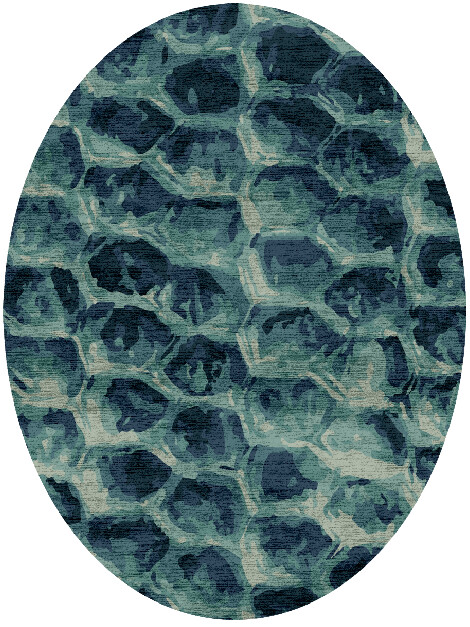 Fish Scales Animal Prints Oval Hand Knotted Bamboo Silk Custom Rug by Rug Artisan
