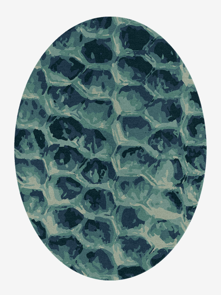 Fish Scales Animal Prints Oval Hand Knotted Tibetan Wool Custom Rug by Rug Artisan