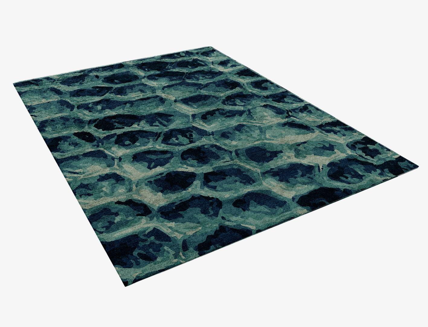 Fish Scales Animal Prints Rectangle Hand Knotted Bamboo Silk Custom Rug by Rug Artisan