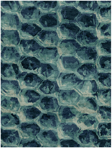 Fish Scales Animal Prints Rectangle Hand Knotted Bamboo Silk Custom Rug by Rug Artisan