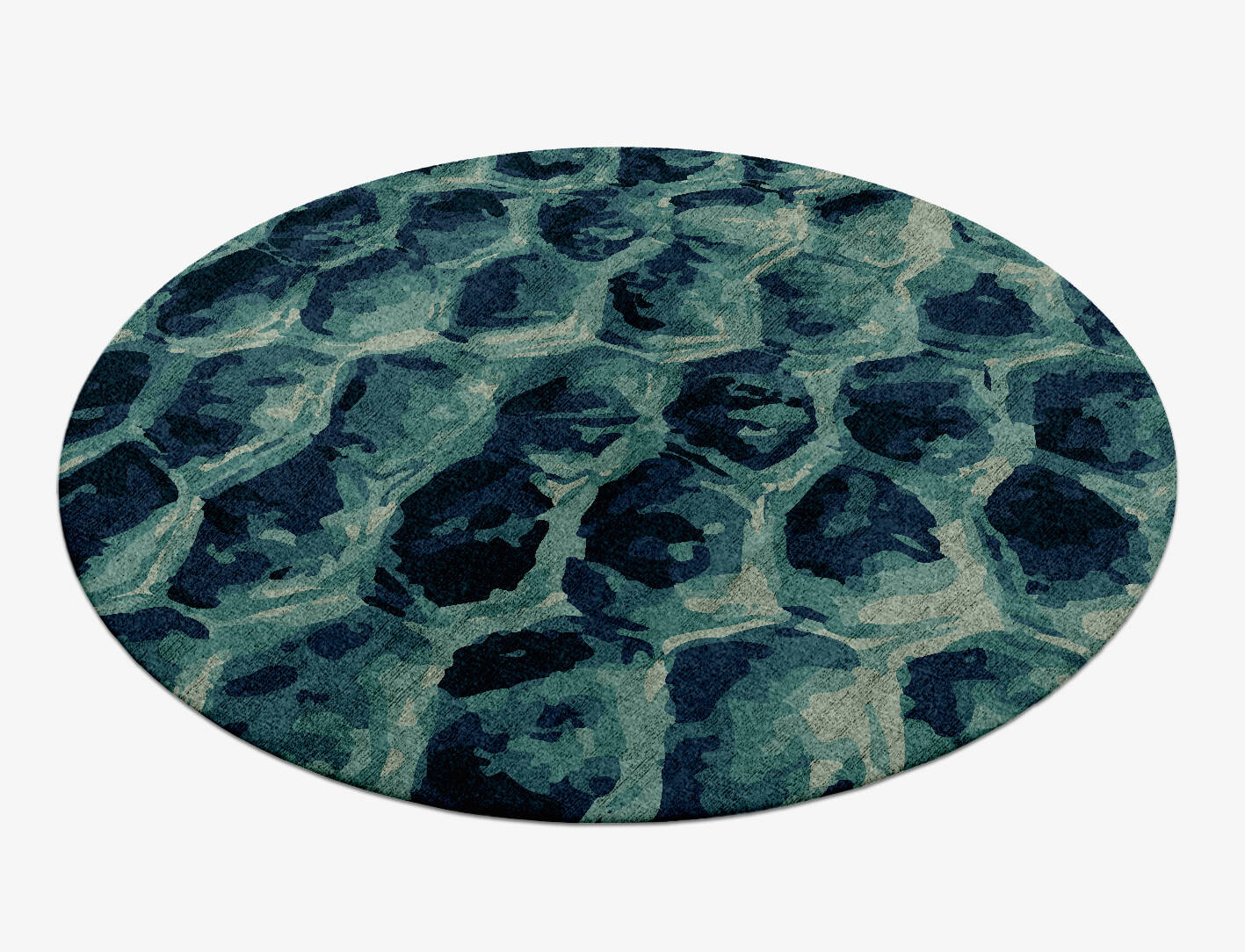 Fish Scales Animal Prints Round Hand Knotted Bamboo Silk Custom Rug by Rug Artisan
