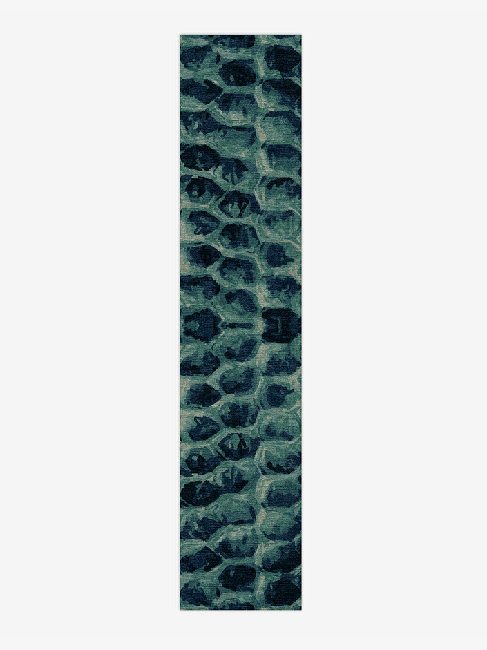 Fish Scales Animal Prints Runner Hand Knotted Tibetan Wool Custom Rug by Rug Artisan