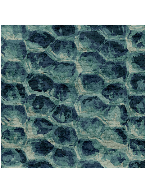 Fish Scales Animal Prints Square Hand Knotted Bamboo Silk Custom Rug by Rug Artisan