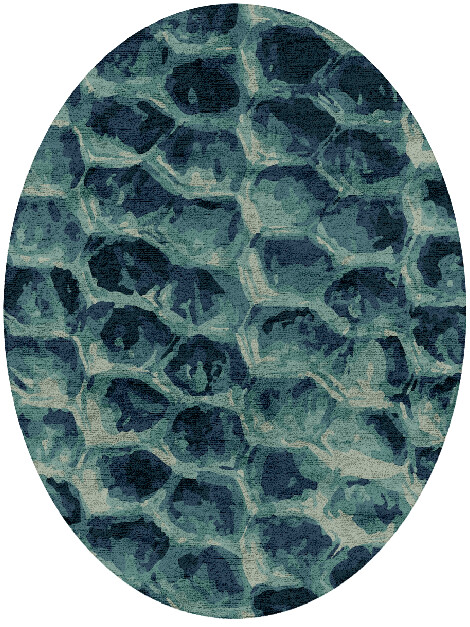 Fish Scales Animal Prints Oval Hand Tufted Bamboo Silk Custom Rug by Rug Artisan