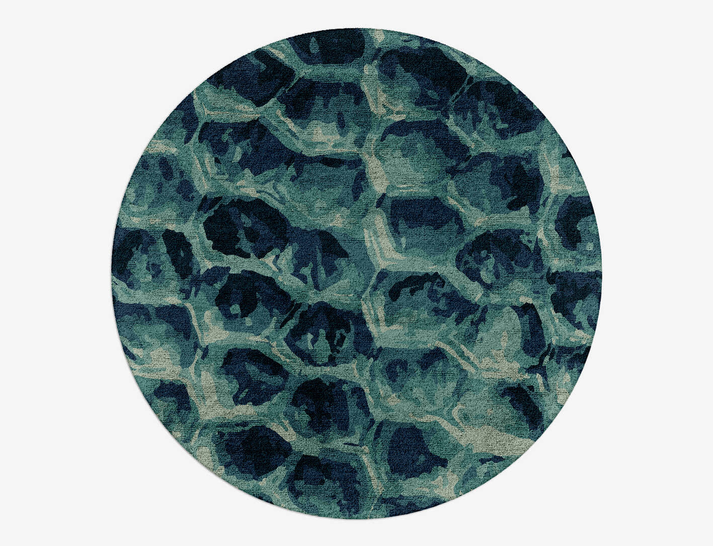 Fish Scales Animal Prints Round Hand Tufted Bamboo Silk Custom Rug by Rug Artisan